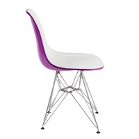 Leisuremod Carey Modern Eiffel Base Molded Dining Side Chair (White Purple)