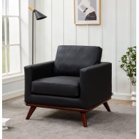 Leisuremod Chester Modern Contemporary Accent Arm Chair With Solid Birch Wood Made Legs, Black