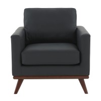 Leisuremod Chester Modern Contemporary Accent Arm Chair With Solid Birch Wood Made Legs, Black