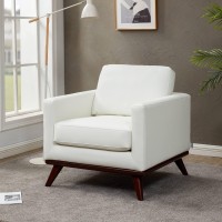 Leisuremod Chester Modern Contemporary Accent Arm Chair With Solid Birch Wood Made Legs, White