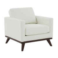 Leisuremod Chester Modern Contemporary Accent Arm Chair With Solid Birch Wood Made Legs, White