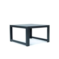 Leisuremod Chelsea Modern Aluminum Outdoor Patio Coffee Table, Black