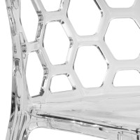 Leisuremod Lowell Modern Stackable Honeycomb Design Dining Side Chair, Set Of 2 (Clear)
