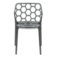 Leisuremod Lowell Modern Stackable Honeycomb Design Dining Side Chair, Set Of 2 (Transparent Black)