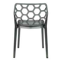 Leisuremod Lowell Modern Stackable Honeycomb Design Dining Side Chair, Set Of 4 (Black)