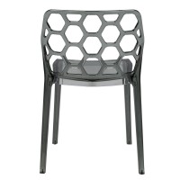 Leisuremod Lowell Modern Stackable Honeycomb Design Dining Side Chair (Transparent Black)