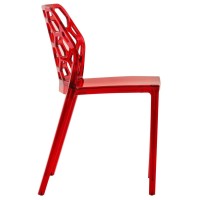 Leisuremod Lowell Modern Stackable Honeycomb Design Dining Side Chair, Set Of 4 (Red)