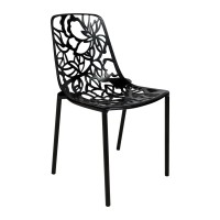 Leisuremod Devon Modern Aluminum Indoor-Outdoor Stackable Dining Side Chair (Black)