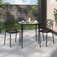 Leisuremod Devon Modern Aluminum Indoor-Outdoor Stackable Side Dining Chair Set Of 2 (Black)