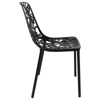 Leisuremod Devon Modern Aluminum Indoor-Outdoor Stackable Dining Chair Set Of 4 (Black)