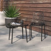 Leisuremod Devon Modern Aluminum Indoor-Outdoor Stackable Dining Side Chair (Black)