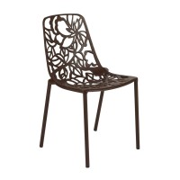 Leisuremod Devon Modern Aluminum Indoor-Outdoor Stackable Dining Side Chair (Brown)