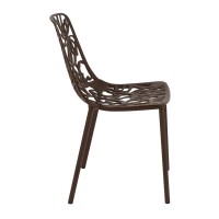 Leisuremod Devon Modern Aluminum Indoor-Outdoor Stackable Dining Side Chair (Brown)