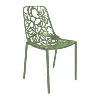 Leisuremod Devon Modern Aluminum Indoor-Outdoor Stackable Dining Chair, Khaki Green