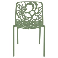 Leisuremod Devon Modern Aluminum Indoor-Outdoor Stackable Dining Chair Set Of 4, Khaki Green