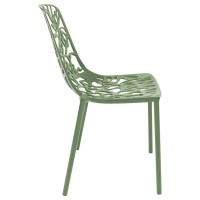 Leisuremod Devon Modern Aluminum Indoor-Outdoor Stackable Dining Chair, Khaki Green