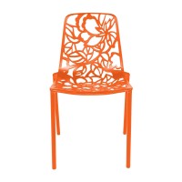 Leisuremod Devon Modern Aluminum Indoor-Outdoor Stackable Dining Chair, Orange