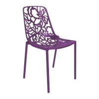 Leisuremod Devon Modern Aluminum Indoor-Outdoor Stackable Dining Chair, Purple