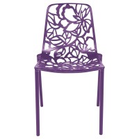 Leisuremod Devon Modern Aluminum Indoor-Outdoor Stackable Dining Chair Set Of 2, Purple