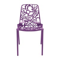 Leisuremod Devon Modern Aluminum Indoor-Outdoor Stackable Dining Chair Set Of 4, Purple