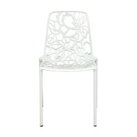 Leisuremod Devon Modern Aluminum Indoor-Outdoor Stackable Side Dining Chair Set Of 2 (White)
