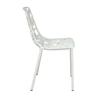 Leisuremod Devon Modern Aluminum Indoor-Outdoor Stackable Dining Chair Set Of 4 (White)
