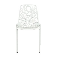 Leisuremod Devon Modern Aluminum Indoor-Outdoor Stackable Dining Side Chair (White)