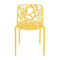 Leisuremod Devon Modern Aluminum Indoor-Outdoor Stackable Dining Chair, Yellow