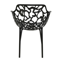 Leisuremod Devon Modern Aluminum Indoor-Outdoor Stackable Side Dining Arm Chair Set Of 4 (Black)