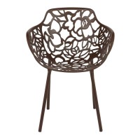 Leisuremod Devon Modern Aluminum Indoor-Outdoor Stackable Side Dining Arm Chair (Brown)