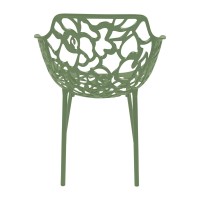 Leisuremod Devon Modern Aluminum Indoor-Outdoor Stackable Patio Dining Armchair, Khaki Green