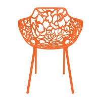 Leisuremod Devon Modern Aluminum Indoor-Outdoor Stackable Patio Dining Armchair, Orange