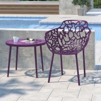 Leisuremod Devon Modern Aluminum Indoor-Outdoor Stackable Patio Dining Armchair, Purple