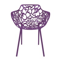 Leisuremod Devon Modern Aluminum Indoor-Outdoor Stackable Patio Dining Armchair, Purple