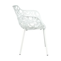 Leisuremod Devon Modern Aluminum Indoor-Outdoor Stackable Patio Dining Armchair (White)