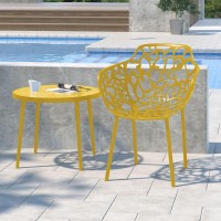Leisuremod Devon Modern Aluminum Indoor-Outdoor Stackable Patio Dining Armchair, Yellow