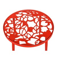 Leisuremod Devon Tree Design Glass Top Aluminum Base Indoor Outdoor End Table (Red)