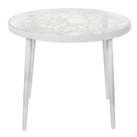 Leisuremod Devon Tree Design Glass Top Aluminum Base Indoor Outdoor End Table (White)
