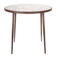 Leisuremod Devon Tree Design Glass Top Aluminum Base Indoor Outdoor Bistro Table (Brown)