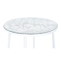 Leisuremod Devon Tree Design Glass Top Aluminum Base Indoor Outdoor Bistro Table (White)