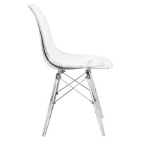 Leisuremod Calbert Molded Plastic Dining Chair With Acrylic Base, Set Of 2 (Clear)