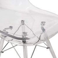 Leisuremod Calbert Molded Plastic Dining Chair With Acrylic Base, Set Of 2 (Clear)