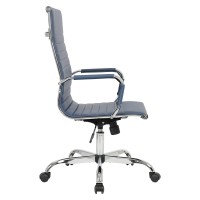 Leisuremod Harris Modern Adjustable Swivel Leather High-Back Task Office Chair, Navy Blue