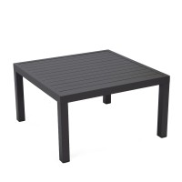 Leisuremod Hamilton Modern Outdoor Patio Aluminum Coffee Table, Black