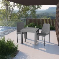 Leisuremod Kent Modern Outdoor Stackable Dining Chair Set Of 2, Grey