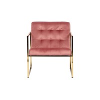 Leisuremod Lexington Modern Mid-Century Buttoned & Tufted Velvet Accent Chair Living Room Armchair With Gold Frame (Royal Rose)