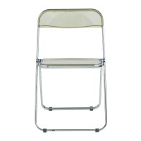 Leisuremod Lawrence Modern Transparent Acrylic Folding Chair With Metal Frame Set Of 2 (Amber)