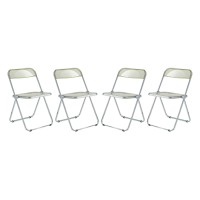 Leisuremod Lawrence Modern Transparent Acrylic Folding Chair With Metal Frame Set Of 4 (Amber)