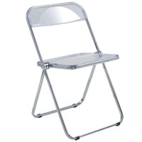 Leisuremod Lawrence Modern Transparent Acrylic Folding Chair With Metal Frame (Clear)