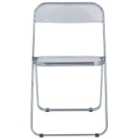 Leisuremod Lawrence Modern Transparent Acrylic Folding Chair With Metal Frame Set Of 2 (Clear)